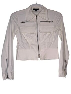 Vintage Y2K bebe White Zip Utility Jacket with Chest Pockets